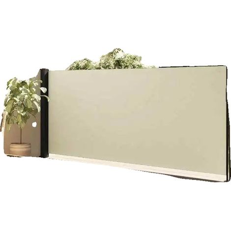 Store latéral rétractable, brise-vent, pare-soleil, Crème (1/2)
