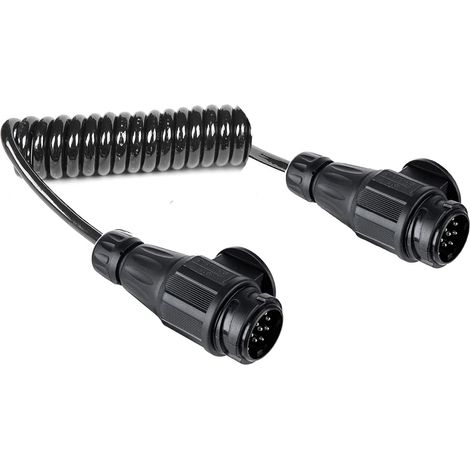 Rallonge Remorque 13 Broches 2M 12v Câbles D'extension pour Remorques 13-13 Broches Prise Précâblé Spiralé pour Voiture (1/4)