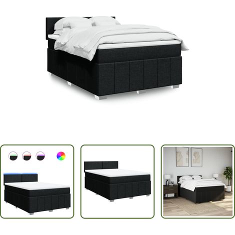 Matelas à ressorts ensachés - Sommier à lattes de lit avec matelas Noir 160x200 cm Tissu (1/5)