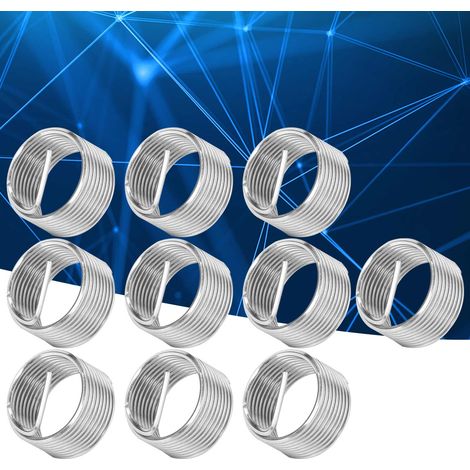 10 Pièces Insert Fileté Hélicoïdal Bushing M18x1.5 pour Réparation Filetage