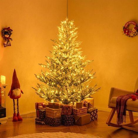 210cm 1074 Branches 450 LED Sapin de Noël Artificiel Enneigé Lumineux Arbre de Fêtes pour Décoration du Salon (1/2)