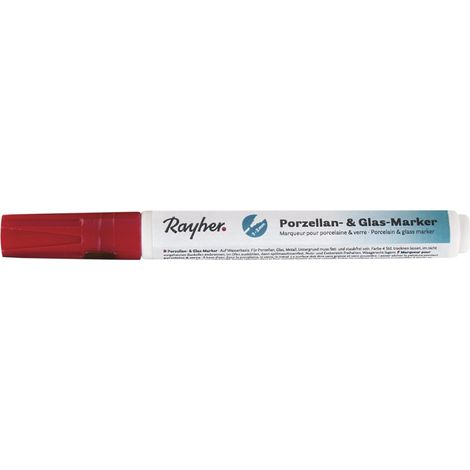 Marqueur pour verre et porcelaine, rouge cerise, 1 pce., pointe ronde interchangeable 1-2mm, séchage rapide, base aqueuse, arts créatifs-38709286 (1/2)