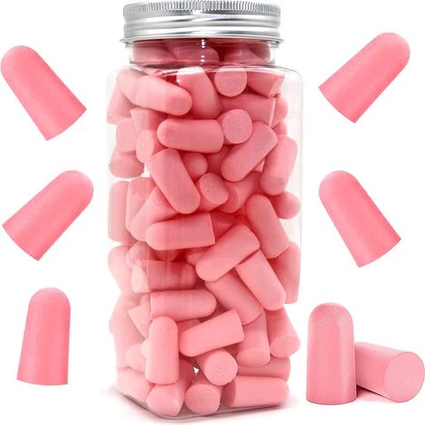Ohrstöpsel aus weichem Schaumstoff, 38 dB höchstes SNR, 60 Paar bequeme wiederverwendbare Ohrstöpsel zum Schlafen, Schnarchen, Lernen (Pink) (1/5)
