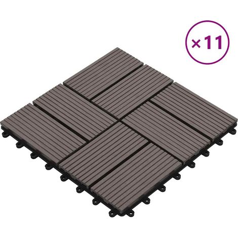 Carreau de terrasse 11 pcs WPC 30 x 30 cm 1 m² Marron foncé vidaXL