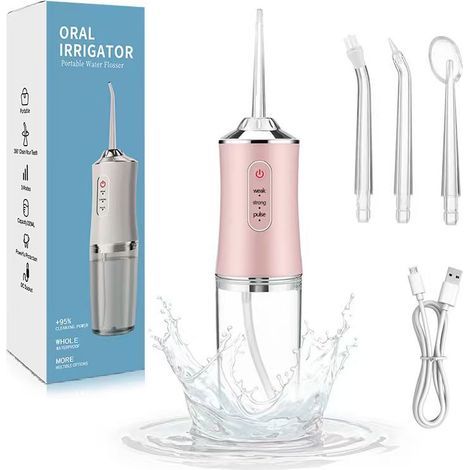 Hydropulseur dentaire professionnel, irrigateur buccal portable, nettoyant pour des dents plus saines et un blanchiment dentaire(rose) (1/5)
