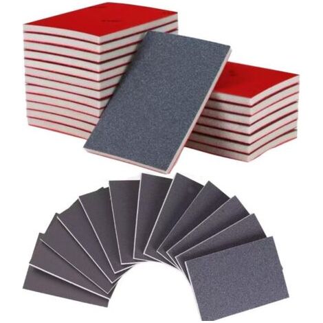 BARKBUSTERS24 pcs Éponge de Ponçage, Polissage Grain 180-3000,Cale a Poncer Kit Papier Abrasif Sec et Humide pour Modèle de Construction Sèche Métal Bois Meubles (1/4)