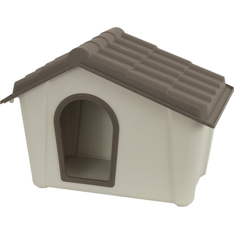 Cuccia per cani in resina 57x39x42 cm beige e color tortora per cani piccoli per esterno e interno resistente alle intemperie (1/10)