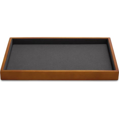 Oirlv Bois Massif Plateau Plat Pour Bijoux,Empilable,Tiroir Pour Bijoux,Organisateur,Vitrine,Porte Bijoux(Gris)