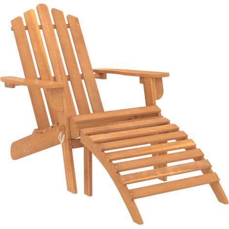 INLIFE Chaise de jardin Adirondack et repose-pied Bois d'acacia massif (1/5)