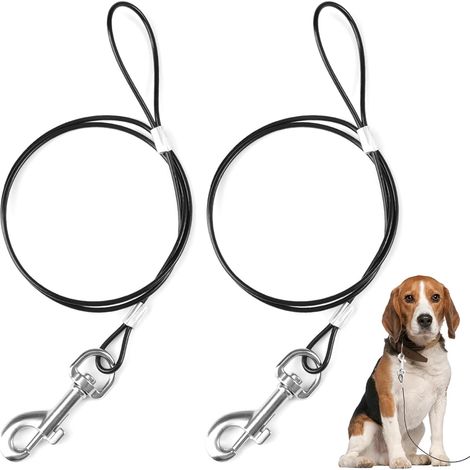 Lot de 2 Ceintures de Sécurité pour Chien,66 cm Laisse pour Chien Résistant à la Mastication,Câble d'attache pour Chiens,Laisse Anti Traction en Corde Métallique enduite,Câble d'attache Robuste (1/5)