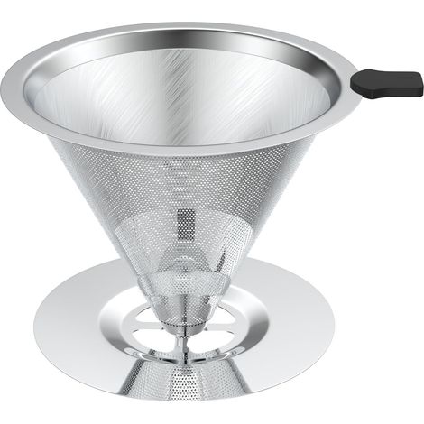 Filterkaffeemaschine aus Edelstahl mit wiederverwendbaren, doppellagigen, papierlosen Kaffeefiltern. Geeignet für 2 bis 4 Tassen.