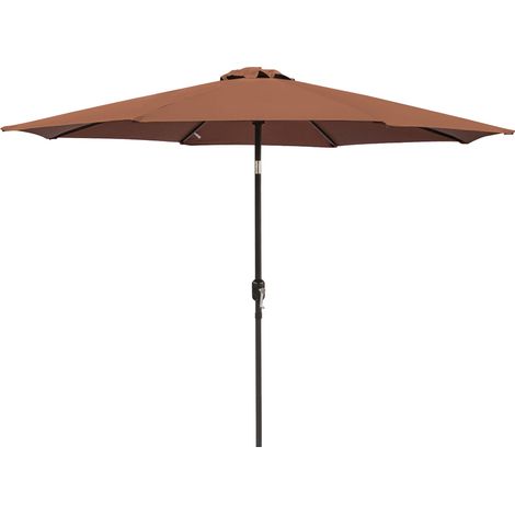 3M Round Garden Umbrella Patio Sun Shade Canopy Crank Tilt Coffee Parasol with 12KG Base Weight (1/2)