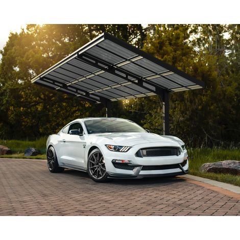 Canopia By Palram – Carport Sydney WAVE Noir – Aluminium laqué gris – Dimensions 3m x 6m – Hauteur réglable 200-287,5cm – Résistance au vent 120 km/h