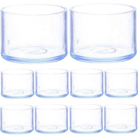 Lot de 10 protections de pieds de meubles en PVC épais, embouts ronds transparents, pour chaises de salle à manger, tabourets de bar et autres surfaces en bois dur. Usage domestique. (1/5)