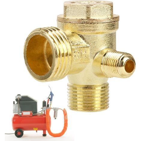 Clapet Anti Retour Compresseur 3 Voies Filetage 20 16 10mm Clapet Anti-Retour Piece pour Compresseur d'air de Soupape de Retenue 90 ° Mâle Fileté Pièces de rechange pour Outil de Tube de Raccord (1/5)