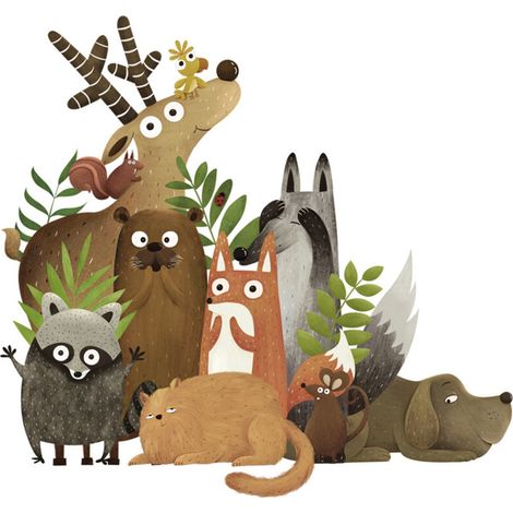 Stickers muraux animaux de la forêt, décorations pour chambre d'enfant, art pour la chambre (1/5)