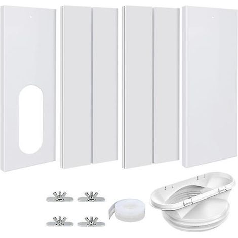 Kit de joint d'étanchéité pour fenêtre de climatiseur portable, plaque en PVC renforcé résistant à la chaleur, ensemble de ventilation réglable pour fenêtre coulissante (1/4)