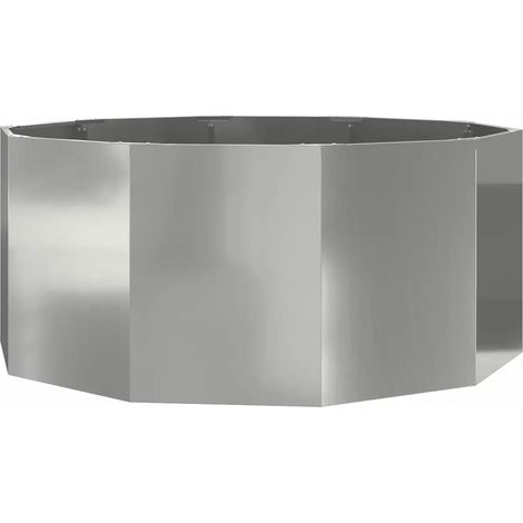 Jardinière ronde pratique extérieur 120 x 120 x 50 cm ambiance moderne en acier galvanisé argent (1/5)