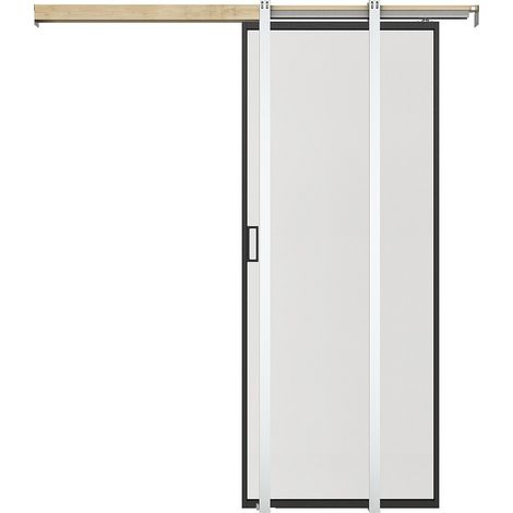 Porte coulissante avec système à galandage - aluminium et verre trempé dépoli - H205 x L93 cm - LINCI II
