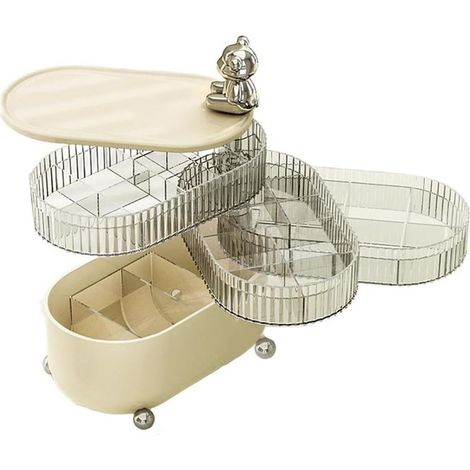 Rotating Jewelry and Cosmetic Storage Box for Desktop with 360