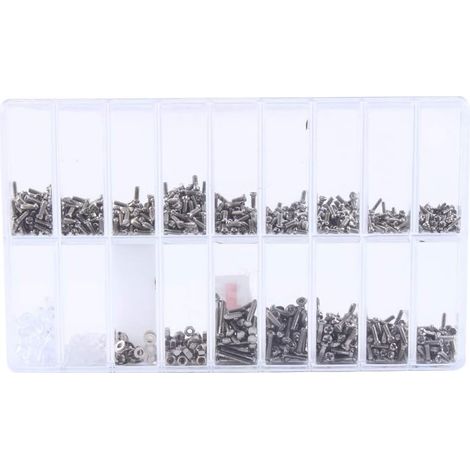 Kit de réparation de vis de lunettes de montre, assortiment de rondelles d'écrous à vis minuscules en acier inoxydable avec étui (1/5)