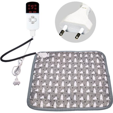 45x45cm Heated Dog and Cat Mat with Auto Off Timer, Electric Pet Heating Pad with Adjustable Temperature and Anti-Bite Cord (1/4)