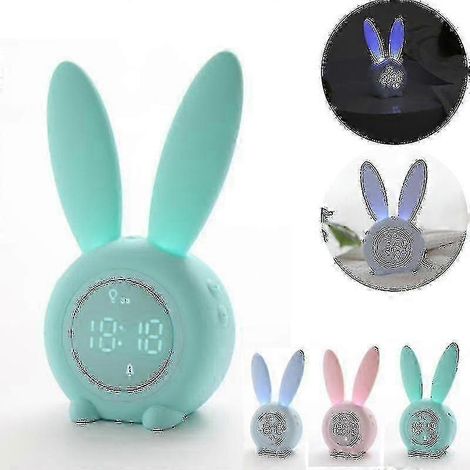 Réveil numérique pour enfants, joli motif lapin, veilleuse pour chambre d'enfant, réveil multifonctionnel, lumière verte de 25 à 26 secondes. (1/5)