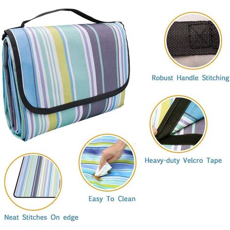 Picknickdecke 150 x 80 cm, Picknickmatte aus 600D Oxford-Gewebe mit PVC-Beschichtung, Picknicktischdecke für Reisen, Picknicks und Camping (b (1/5)