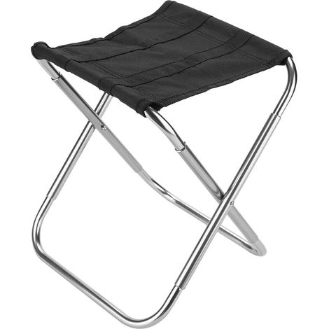 Tabouret pliant camping noir grand format structure aluminium tissu oxford robuste idéal pêche randonnée barbecue voyage (1/4)