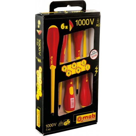 MOB - Jeu de 6 tournevis isoles 1000v FENTE + POZIDRIV - Réf: 9129500201