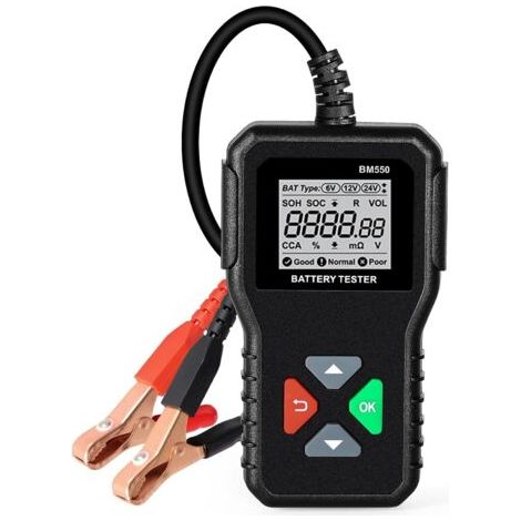 Sollbry Testeur de Batterie de Voiture, Testeur de Batterie de Voiture BM550 Testeur de Batterie 6V 12V 24V avec Test de Tension 100 à 2000 CCA Analyseur de Batterie pour Camion de Voiture (1/5)