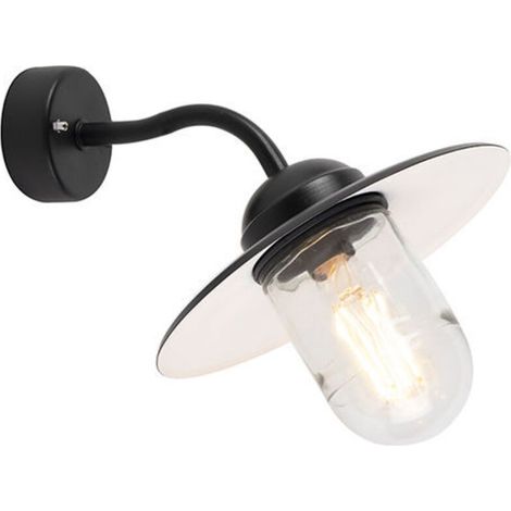 Applique murale hublot extérieur 1 lumière – Longueur 260mm – Culot E27 – IP44 – Finition noire rustique