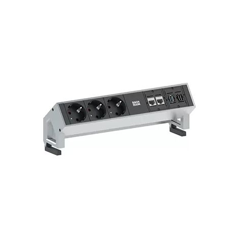 Bachmann DESK 2 Tischsteckdose 3-fach, Farbe: Inox (1/2)