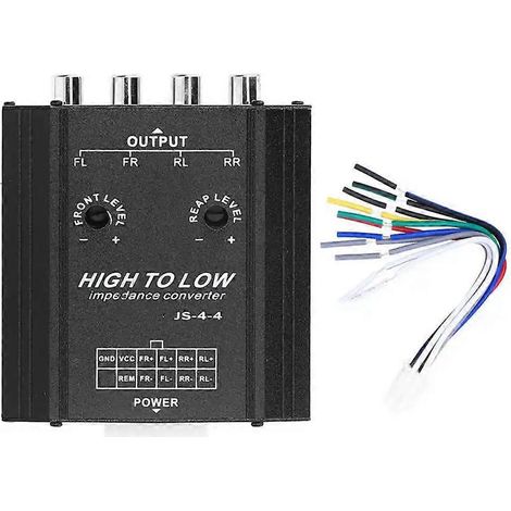 Convertisseur 12V 4 Canaux Auto Audio Haut vers Bas Niveau pour Système Stéréo Voiture (1/5)