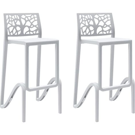Gardenia Sgabello Alto Impilabile per Interni ed Esterni in Polipropilene Zefiro Bianco Made in Italy per Casa Bar Ristorante, 2, 2204.0073 (1/4)