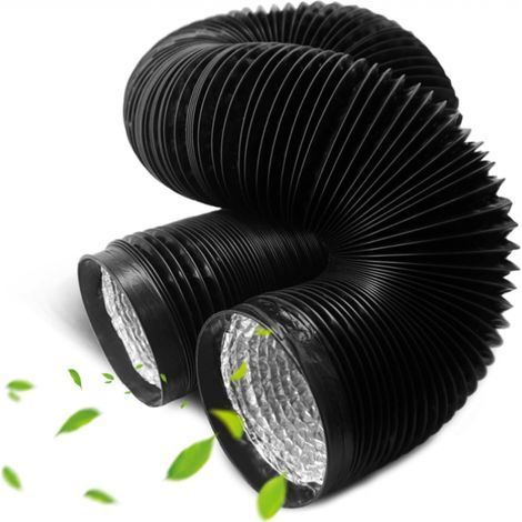 Tubo di scarico doppio flessibile in PVC e alluminio per bagno, cucina e asciugatrice (nero, 100 mm x 2 m [φxL]) (1/5)