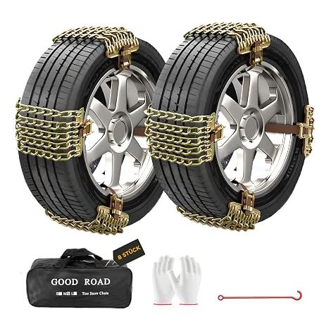 8 Pieces Universal Car Snow Chains Anti-Skid Snow Chains Snow Chains Type for Car SUV Trucks For 195 205 215 225 235 245 50/55/60/65 R15 R16 R17 R18 (1/5)