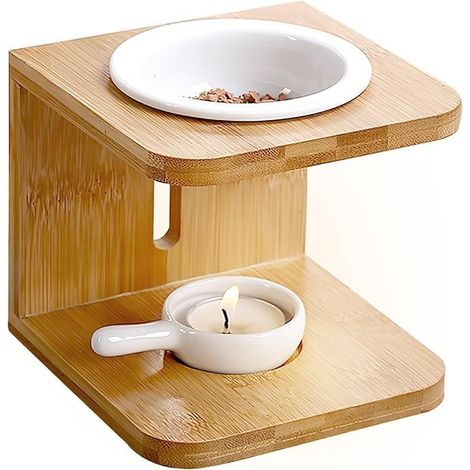 Brûleurs à Huile Essentielle en Céramique en Bambou,Bruleur Fondant,Brule Parfum,Lampe Chauffe Bougie,Porte Bougie Bruleur Encens,Diffuseur Parfum pour Décor Maison,Bureau,Spa,Yoga (1/5)