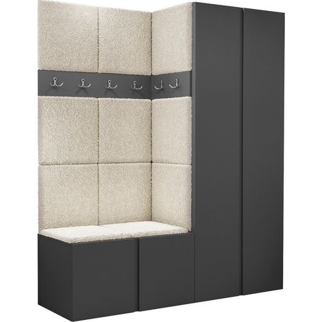 Conjunto para recibidor Pinis III, Abriamo 3, 186x158x46cm, Aglomerado laminado, Tapiz, Colocada, Montada en la pared