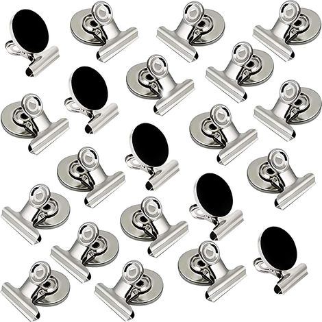 Lot de 20 Aimants, Clips métalliques robustes, Anti-rayures, Pour réfrigérateur et tableau blanc, Maison et bureau (1/5)