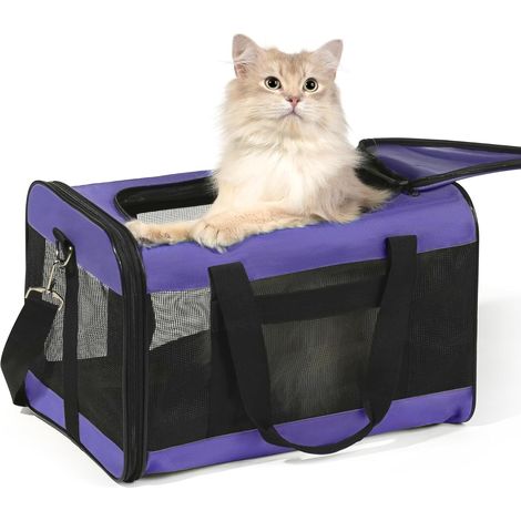 Sac de transport souple pliable pour chat ou petit chien violet