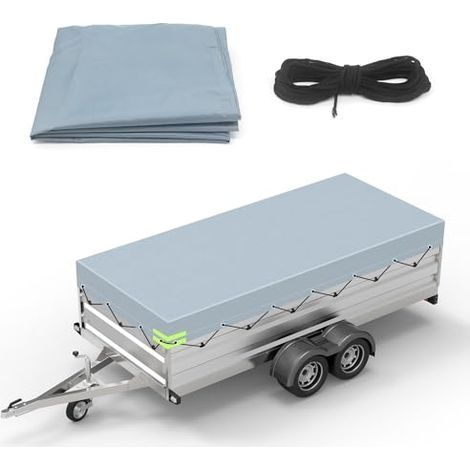 Bâche de remorque 214 x 122 cm – Tissu Oxford 420D indéchirable – Protection imperméable et UV – Ajustement sécurisé avec cordes (1/5)