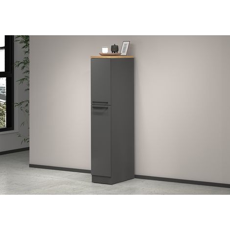 Colonne de cuisine 2 tiroirs anthracite mat/chêne wotan Solena (1/5)