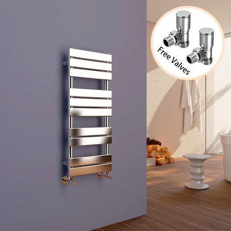 ELEGANT 1000 x 400 Modern Flat Panel Heated Towel Rail Radiator + Angled Radiator Valves (1/5)