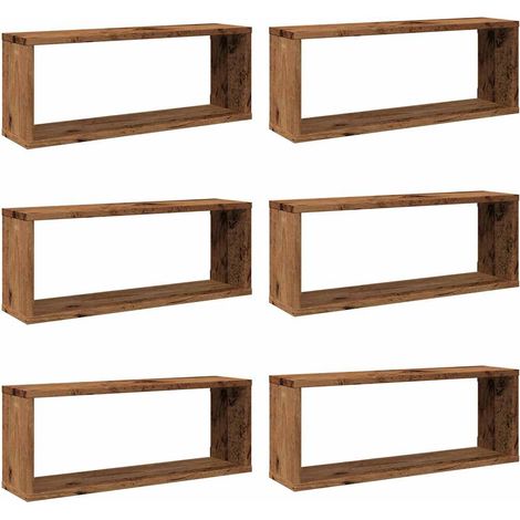 Maison Exclusive - Würfel-Wandregale 6 Stk. Altholz-Optik 60x15x2 (1/5)