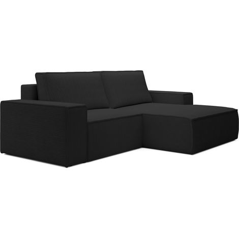 Selsey Farese Mini – Ecksofa mit Cordbezug, Schlaffunktion und Stauraum, Schwarz, rechts (1/5)