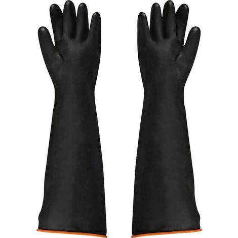 Gants en latex noir, 1 paire, 55 cm, résistant aux acides/alcalis/travail de sécurité industrielle, gants de protection (1/4)
