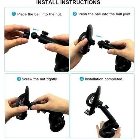Support de téléphone de voiture, tableau de bord [2 en 1], rotatif à 360°, support de voiture portable universel, type ventouse, support de pare-brise. (1/3)