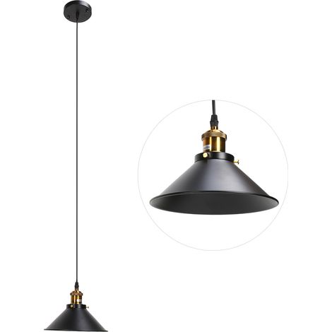 Plafonnier simple en fer forgé de style industriel rétro, douille E27, cage en métal noir, suspension en fer forgé, 85–240 V (1/5)