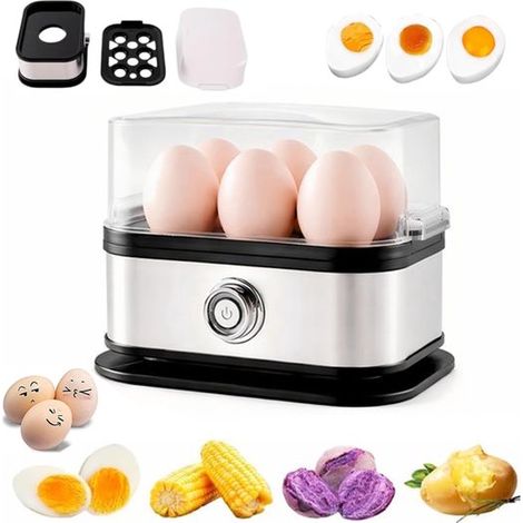 Cuiseur à œufs électrique - Boîtier durable en acier inoxydable - Cuisson rapide des œufs à la coque, durs et pochés - Capacité de 6 œufs - Gobelet repas (1/5)